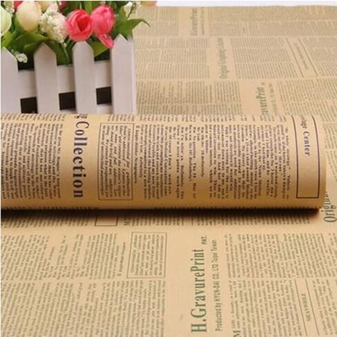 ورق تغليف من جلد البقر الأرجواني، مقاس 19.6 × 27.5 بوصة، باقات ورقية من ورق الصحف الإنجليزية الرجعية، لوازم متجر الزهور لعيد الحب والهالوين وعيد الأب وتغليف صندوق هدايا 20 قطعة in Kuwait