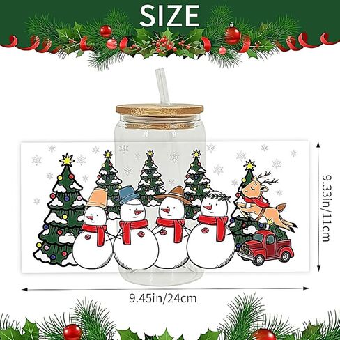 4 ورقات عيد الميلاد بالأشعة فوق البنفسجية DTF كأس نقل للزجاج، فرك عيد الميلاد على النقل للحرف اليدوية في فصل الشتاء ثلج حلوى قصب مقاوم للماء للأشعة فوق البنفسجية DTF ملصقات نقل للأكواب الزجاجية الأثاث DIY الحرفية ديكور عيد الميلاد in Kuwait