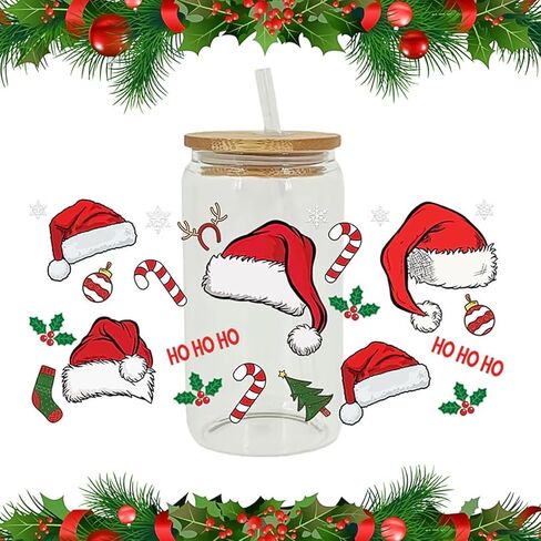 4 ورقات عيد الميلاد بالأشعة فوق البنفسجية DTF كأس نقل للزجاج، فرك عيد الميلاد على النقل للحرف اليدوية في فصل الشتاء ثلج حلوى قصب مقاوم للماء للأشعة فوق البنفسجية DTF ملصقات نقل للأكواب الزجاجية الأثاث DIY الحرفية ديكور عيد الميلاد in Kuwait