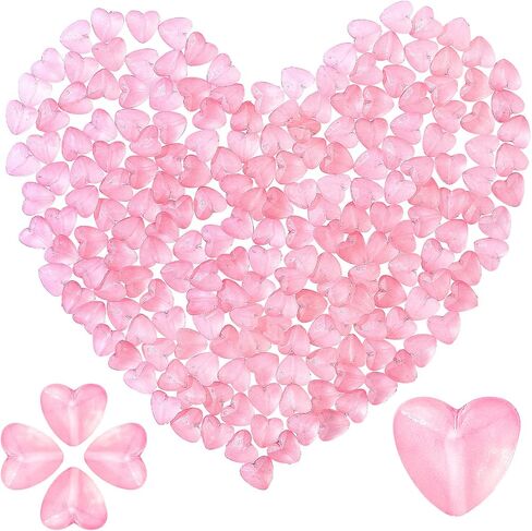 200 Pcs Valentine's Day Acrylic Heart Beads 12 mm Transparent Frosted Heart Spacer Bead Pink Kawaii Beads for Braids Bracelet Necklace Jewelry Making in Saudi Arabia