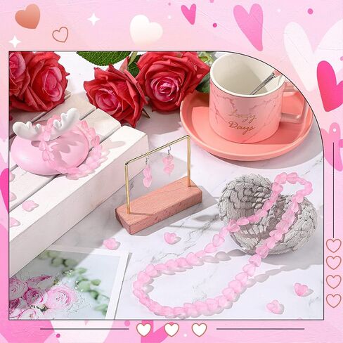 200 Pcs Valentine's Day Acrylic Heart Beads 12 mm Transparent Frosted Heart Spacer Bead Pink Kawaii Beads for Braids Bracelet Necklace Jewelry Making in Saudi Arabia