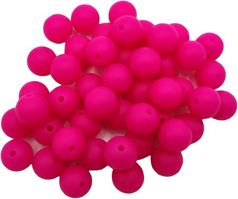 50 قطعة اللون الفوشيه سيليكون الخرز المستديرة الحسية 15 مللي متر سيليكون اللؤلؤ حبة السائبة أمي قلادة DIY بها بنفسك صنع المجوهرات الديكور in Kuwait