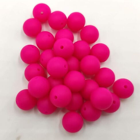 50 قطعة اللون الفوشيه سيليكون الخرز المستديرة الحسية 15 مللي متر سيليكون اللؤلؤ حبة السائبة أمي قلادة DIY بها بنفسك صنع المجوهرات الديكور in Kuwait