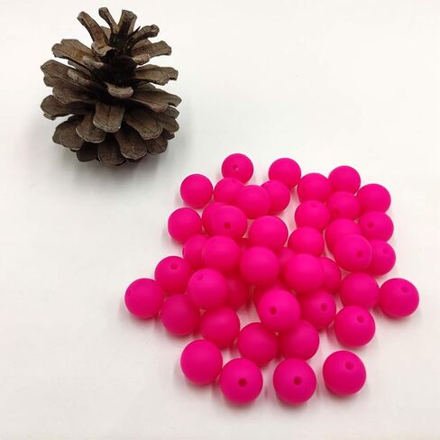 50 قطعة اللون الفوشيه سيليكون الخرز المستديرة الحسية 15 مللي متر سيليكون اللؤلؤ حبة السائبة أمي قلادة DIY بها بنفسك صنع المجوهرات الديكور in Kuwait