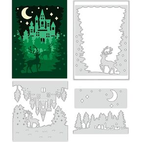 BENECREAT 3Pcs Christmas Cutting Dies Stencils, Christmas Ornaments Snowflake Cutting Dies Stencils Template Molds for Card Making Christmas Card Decor Paper Scrapbooking Album Crafts