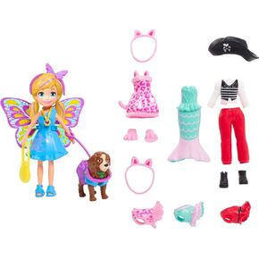 Polly Pocket Doll & Accessories, Masque ‘N Match Costume Pack with 3-Inch Small Doll, Pet, 4 Costumes for Doll & for Pet in Saudi Arabia