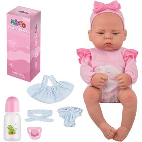 HOAYO 16 inch Realistic Baby Doll in Gift Box with 2 Sets Clothes, Feeding Bottle and Pacifier, Gift Idea for Ages 3+