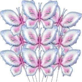 Poen 12 Pcs 40 Inch Butterfly Balloon Butterfly Foil Balloon Colorful Party Balloons Giant Butterfly Birthday Decorations for Butterfly Theme Birthday Party Wedding Supplies(Blue Pink Gradient)