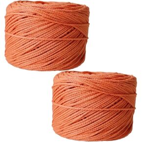 2 Pack 7.1oz Hollow Knitted Nylon 1.5mm Cord Thin Polyester Fabric Crochet Yarns Thread Round Rope Yarns for DIY Handbag Purse Basket Crochet Bag
