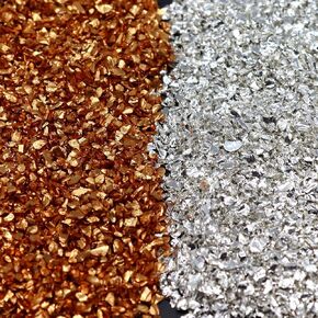 رقائق معدنية غير منتظمة من الزجاج المكتنز مطلية بالذهب 100 غرام 2-4 ملم لفنون الاظافر والحرف اليدوية وحشو المزهرية والايبوكسي والراتنج وصناعة المجوهرات والديكور (ذهبي، 2-4 ملم) in Kuwait