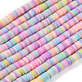Cheriswelry 6 Strands Polymer Clay Spacer Beads 6mm Flat Round Disc Heishi Beads Friendship Bracelet Beads Colorful Loose Beads for DIY Craft Earring Necklace Jewelry Making