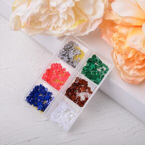 Mixed 3D Flower Nail Charms and Metal Caviar Beads- Acrylic Resin Flowers Nail Design Gold Silver Nail Ball Beads for DIY Decoration Nail Craft Accessories in Saudi Arabia