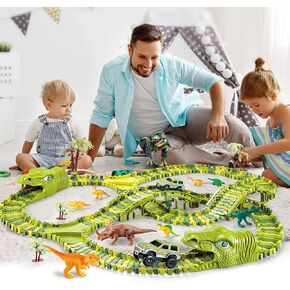 Likayble Large Dinosaur Racing Track Toys Create Dinosaur World Road Race, Flexible Track Toys for Boys and Girls Gifts Ages 3 4 5 6 and Up (270PCS) in Saudi Arabia