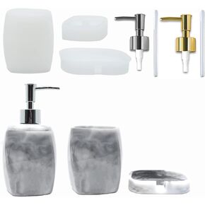 اكسسوارات الحمام قوالب الراتنج ، قوالب سيليكون لموزع لوشن الحمام ، حامل فرشاة الأسنان ، صحن الصابون الراتنج الحرف DIY in Kuwait