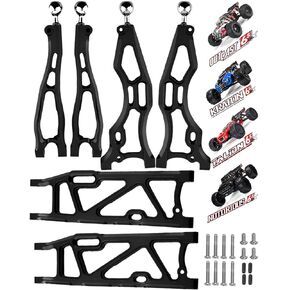 Upgrades Suspension Arms for 1/8 Arrma Kraton 6S BLX,Outcast 6S BLX,Talion 6S BLX,Notorious 6S BLX,Aluminum Front Rear A Arms & Lower Upper Swing A-Arm Set Hops up w/Pivot Balls,6pcs,Black