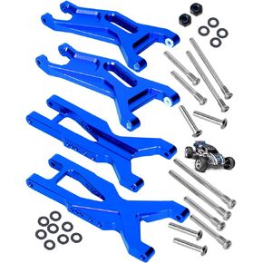 جزء ترقية أذرع التعليق RCHuiWow RC لـ 1/10 Rustler (VXL) 2wd/Stampede (VXL) 2wd، نظام تعليق أمامي خلفي من سبائك الألومنيوم A، 4 قطع، استبدال #3655X #3631، أزرق داكن