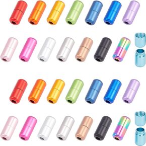 PH PandaHall 15 Color Shoelace Buckle Lock, 30 Sets Metal Clasps Elastic Laces Clasps Aluminum Jewelry Buckle Ends for Athlete Sports Shoes Repair Hiking Boots Bracelet Necklace Making