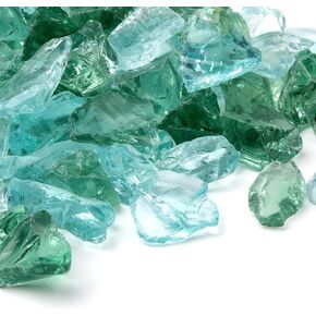 Giftvest Clear Glass Filler - 16oz Clear Block Seaglass, Green Vase Filler - Versatile Craft Supply, DIY Art Projects - Ideal for Home Decor, Weddings, and Aquariums (Green & Light Blue) in Kuwait