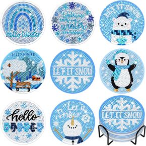 8 Pcs Snowflake Diamond Painting Coasters Diamond Art Coasters DIY Winter Coasters Diamond Painting Kits Christmas Coasters for Beginner Adults Kids Table Home Dining Decor Crafts Supplies in Kuwait