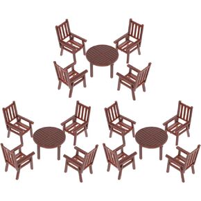 Ipetboom Restaurant Tables Toy Mini Fridge Desk Chair Table and Chairs, 3 Sets Miniature Table and Chairs Modern Furniture Mini House Furniture Desk Chair Fairy Garden Bench in Saudi Arabia