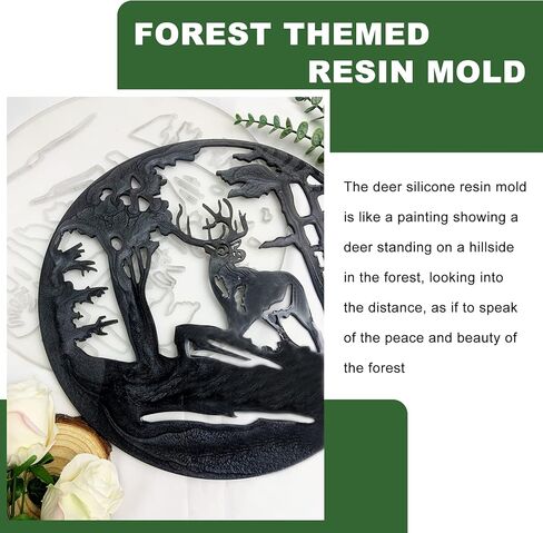 Deer Wall Decor Resin Mold, 12*12 inches Deer Resin Silicone Mold, Unique Resin Molds Deep Forest Deer, for Wall Decor, Home Office Decoration, Resin Casting Art Crafts in Kuwait