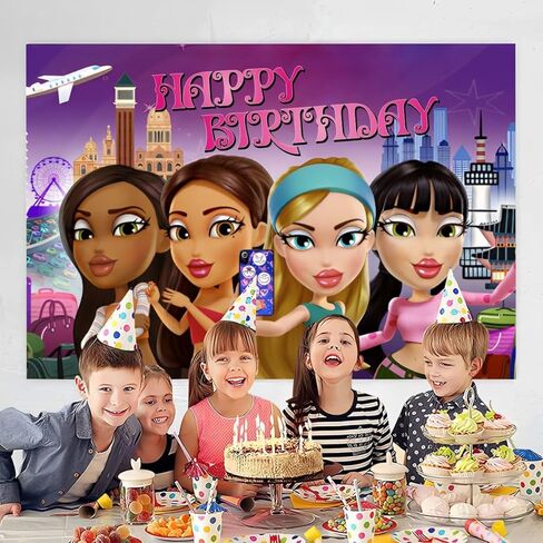 Brat Girl Background Birthday Decorations, Brat Girl Happy Birthday Banner Backdrop for Girls Birthday Party Supplies (5x3ft) in Kuwait