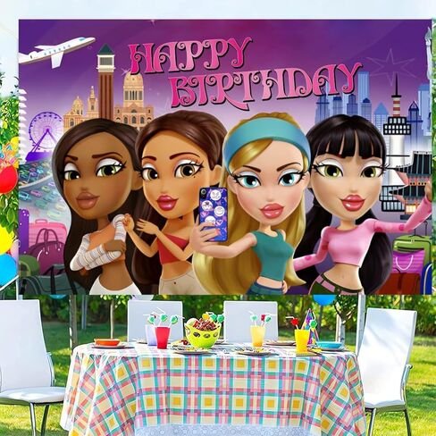 Brat Girl Background Birthday Decorations, Brat Girl Happy Birthday Banner Backdrop for Girls Birthday Party Supplies (5x3ft) in Kuwait