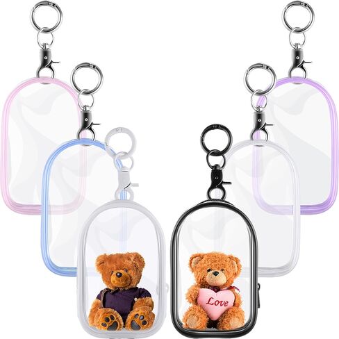 Harloon 6 Pcs Clear Figure Display Bag with Keychain 3.94 x 2.56 x 1.38'' Zipper Clear Display Case Blind Box Display Case Small Doll Storage Bag Hanging Blind Box Organizer for Figures Collectibles in Saudi Arabia