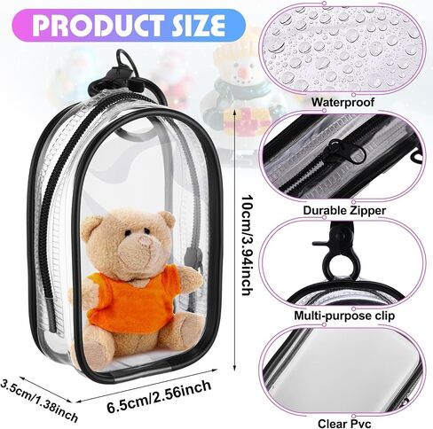 Harloon 6 Pcs Clear Figure Display Bag with Keychain 3.94 x 2.56 x 1.38'' Zipper Clear Display Case Blind Box Display Case Small Doll Storage Bag Hanging Blind Box Organizer for Figures Collectibles in Saudi Arabia