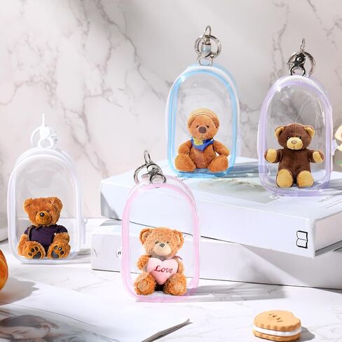 Harloon 6 Pcs Clear Figure Display Bag with Keychain 3.94 x 2.56 x 1.38'' Zipper Clear Display Case Blind Box Display Case Small Doll Storage Bag Hanging Blind Box Organizer for Figures Collectibles in Saudi Arabia