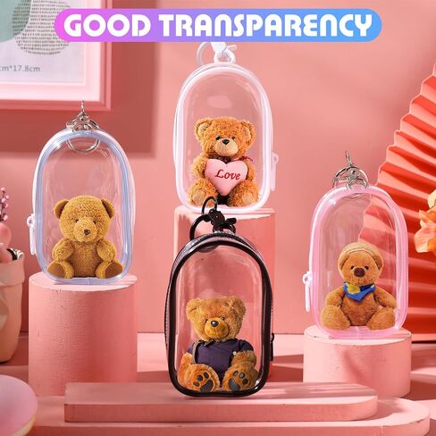 Harloon 6 Pcs Clear Figure Display Bag with Keychain 3.94 x 2.56 x 1.38'' Zipper Clear Display Case Blind Box Display Case Small Doll Storage Bag Hanging Blind Box Organizer for Figures Collectibles in Saudi Arabia