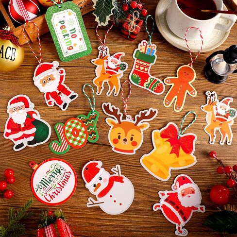 Cholemy 200 Pieces Large Gift Tags for Christmas with Ribbon Tie Strings Holiday Name Tag Labels for Party Gift Bags Wrapping Presents and Packages, 40 Elegant Glitter Designs in Saudi Arabia
