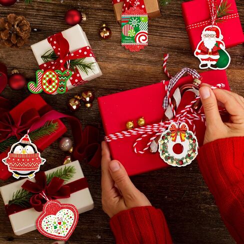 Cholemy 200 Pieces Large Gift Tags for Christmas with Ribbon Tie Strings Holiday Name Tag Labels for Party Gift Bags Wrapping Presents and Packages, 40 Elegant Glitter Designs in Saudi Arabia