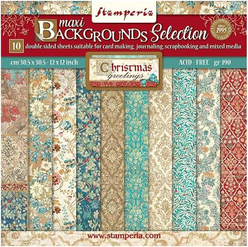 Stamperia International Scrapbooking Pad-Maxi Background Selection-Christmas Greetings 30.5x30.5 cm in Saudi Arabia