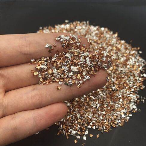 رقائق معدنية غير منتظمة من الزجاج المكتنز مطلية بالذهب 100 غرام 2-4 ملم لفنون الاظافر والحرف اليدوية وحشو المزهرية والايبوكسي والراتنج وصناعة المجوهرات والديكور (ذهبي، 2-4 ملم) in Kuwait
