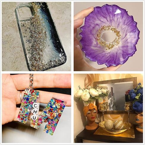 رقائق معدنية غير منتظمة من الزجاج المكتنز مطلية بالذهب 100 غرام 2-4 ملم لفنون الاظافر والحرف اليدوية وحشو المزهرية والايبوكسي والراتنج وصناعة المجوهرات والديكور (ذهبي، 2-4 ملم) in Kuwait