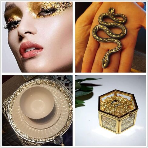 رقائق معدنية غير منتظمة من الزجاج المكتنز مطلية بالذهب 100 غرام 2-4 ملم لفنون الاظافر والحرف اليدوية وحشو المزهرية والايبوكسي والراتنج وصناعة المجوهرات والديكور (ذهبي، 2-4 ملم) in Kuwait