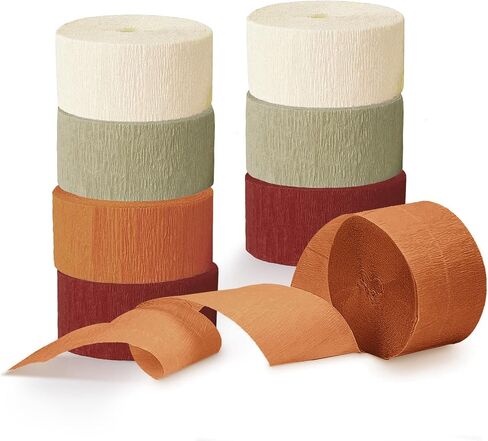 NICROLANDEE Halloween Crepe Paper Streamer Black & Orange 8 Rolls 82ft Long in Kuwait