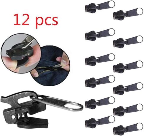 12 قطعة من السحابات السحابية الفورية الشاملة، استبدال 3 احجام يمكنك تركيبها بنفسك، مجموعة اصلاح السحاب، سحاب منزلق للانقاذ والاسنان، مشبك سحاب in Kuwait