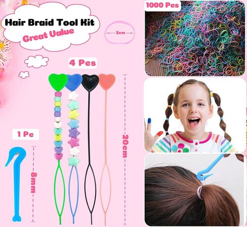 Wavlakth 1510 Pcs Candy Color Hair Beads for Girls Braids Kit with Elastic Rubber Band Threaders, Acrylic Star Heart Mickey Bead Mouse Head Pastel Cute Kandi Beads for Hair Bracelets Jewelry Making in Kuwait