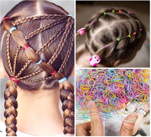 Wavlakth 1510 قطعة من خرز الشعر بلون الحلوى للفتيات طقم ضفائر مع خيوط مطاطية مرنة، نجمة أكريليك على شكل قلب ميكي حبة ماوس رأس باستيل لطيف كاندي لأساور الشعر وصناعة المجوهرات in Kuwait