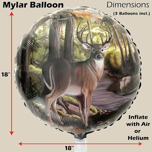 Havercamp Buck Party Balloons (3 pcs.)! 3 Deer (18") Mylar Balloons in Next Camo pattern. Camouflage Motif with Beautiful Buck. Great for Hunter Themed Party, Birthdays, Graduations, Father's Day. in Saudi Arabia