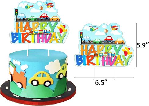 Guienco Transportation Birthday Party Decor Transportation Birthday Party Supplies Cake Toppers Cupcake Toppers Car Airplane Themed Birthday Party For Boys Girls Baby Shower Decorations in Kuwait