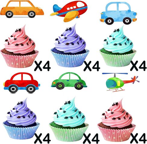 Guienco Transportation Birthday Party Decor Transportation Birthday Party Supplies Cake Toppers Cupcake Toppers Car Airplane Themed Birthday Party For Boys Girls Baby Shower Decorations in Kuwait
