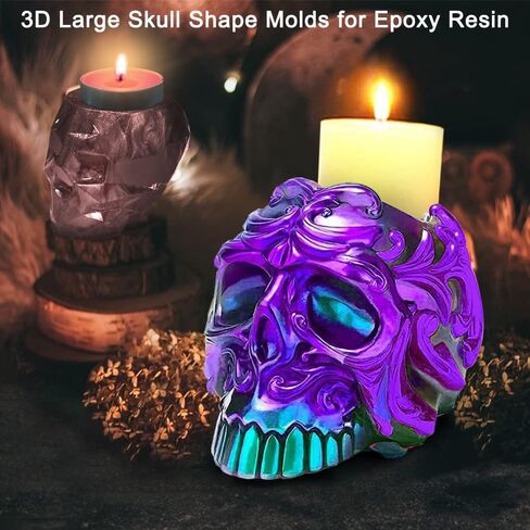 AIFUDA 2 Set Skull Resin Molds, 3D Storage Resin Molds Silicone Epoxy Resin Molds for DIY Makeup Brush Pen Holder, Jewelry Container Box, Candle Making Holder in Saudi Arabia