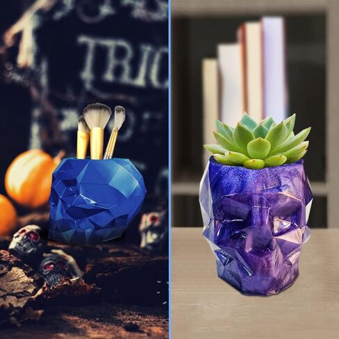 AIFUDA 2 Set Skull Resin Molds, 3D Storage Resin Molds Silicone Epoxy Resin Molds for DIY Makeup Brush Pen Holder, Jewelry Container Box, Candle Making Holder in Saudi Arabia