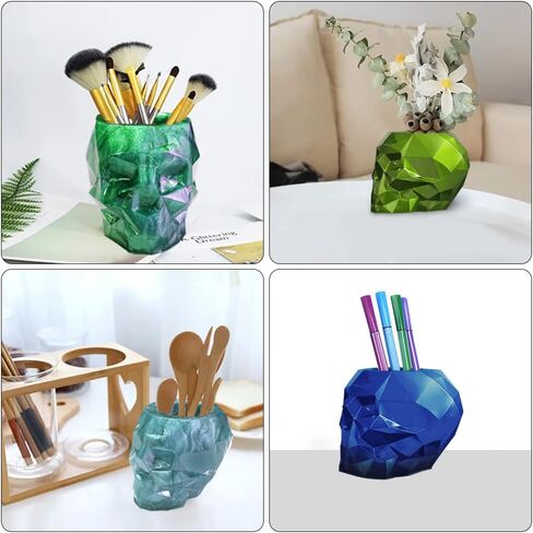 AIFUDA 2 Set Skull Resin Molds, 3D Storage Resin Molds Silicone Epoxy Resin Molds for DIY Makeup Brush Pen Holder, Jewelry Container Box, Candle Making Holder in Saudi Arabia
