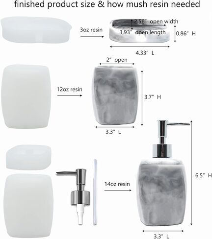 اكسسوارات الحمام قوالب الراتنج ، قوالب سيليكون لموزع لوشن الحمام ، حامل فرشاة الأسنان ، صحن الصابون الراتنج الحرف DIY in Kuwait