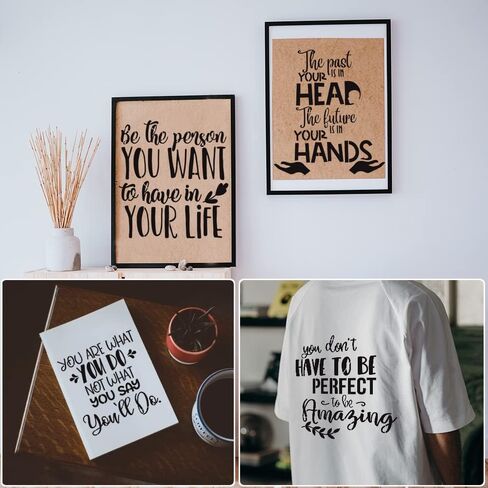 16 قطعة من استنسل الكلمات الملهمة، قوالب اقتباس للطلاء، قوالب اقوال العبارات، استنسل الكلمات الحرفية للرسم على ورق القماش والجدران الخشبية، استنسل لافتات المنزل قابل لاعادة الاستخدام 7.87 × 7.87 انش in Kuwait