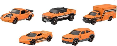 Matchbox Moving Parts Collectible Series 70 Years Special Edition Die-Cast Vehicle Series - HMV12 ~ Complete Set of 5 Orange and Black Cars in Saudi Arabia